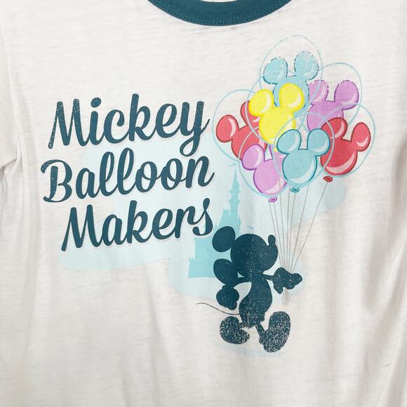 Disney Parks Mickey Ballon Makers Tee White Blue Teal Womens Small Short Sleeve - Picture 5 of 8